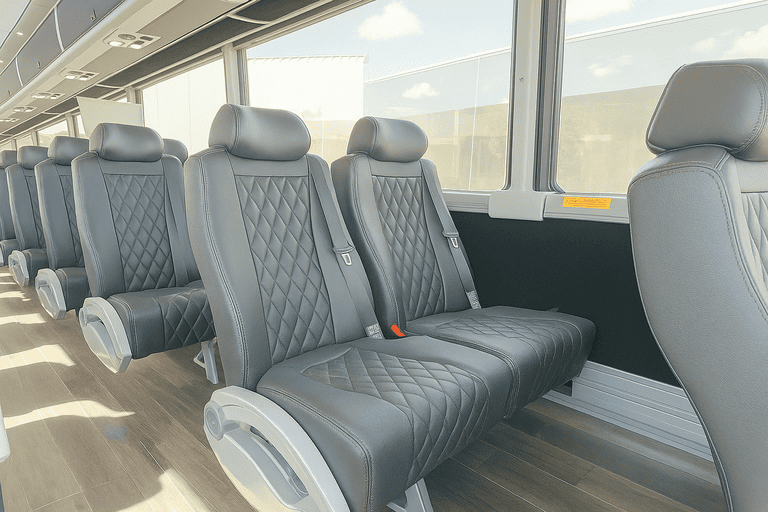 interior of San Ramon Minibus Company charter bus