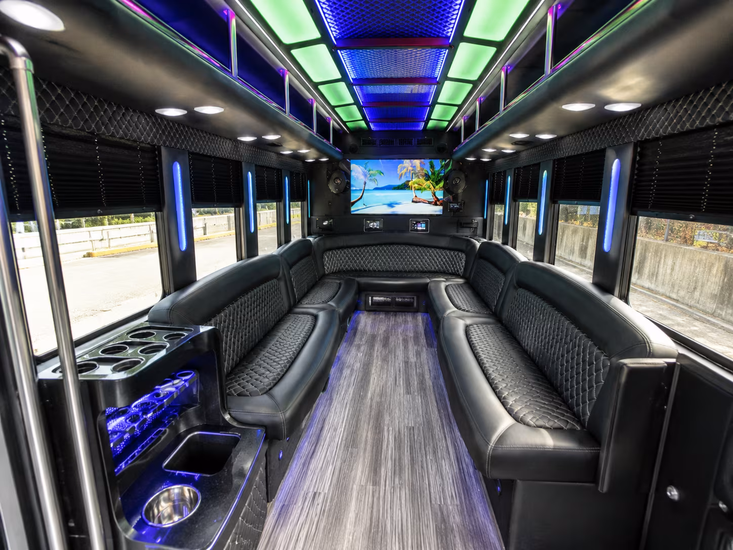 san ramon 18 passenger party bus inside